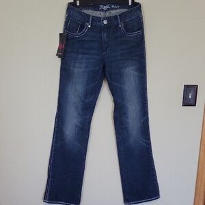 Rock 47 Wranglers Women's Boot Cut Jeans - Dark Blue